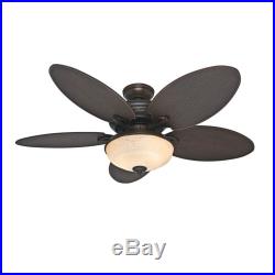 Hunter 52 Tropical Outdoor Wet Rated Ceiling Fan withLight Kit and Remote Control