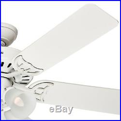 Hunter 52 White Ceiling Fan Reversible Bleach Oak/White Blade with Light Kit