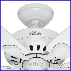Hunter 52 White Ceiling Fan with 3-Light Kit and Remote Control, 5 Blade