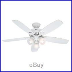 Hunter 52 White Ceiling Fan with 3-Light Kit and Remote Control, 5 Blade