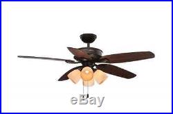 Hunter 52 in. Brushed Nickel Indoor Ceiling Fan W Light Kit and 3 Inch Downrod
