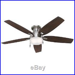 Hunter 52 in. Contemporary Ceiling Fan in Brushed Nickel with Light kit