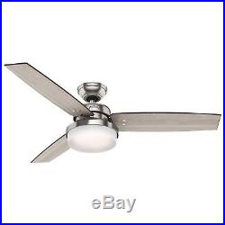 Hunter 52 in. LED Ceiling Fan with Cased White Glass Light Kit, Brushed Nickel