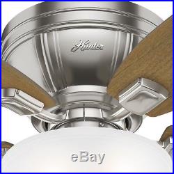 Hunter 52 in. Low Profile Ceiling Fan with LED Bowl Light Kit, Brushed Nickel