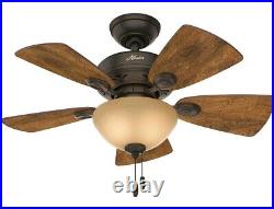 Hunter 52090 Watson 34 Indoor Home Ceiling Fan with LED Light Remote Bronze NEW