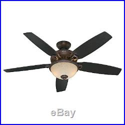Hunter 54 Cocoa Ceiling Fan with Bowl Light Kit and Remote Control