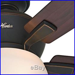 Hunter 54 Onyx Bengal Ceiling Fan with Light, 5 Blade, Frosted Pearl Light Kit