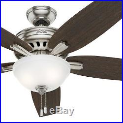 Hunter 56 Great Room Ceiling Fan in Brushed Nickel with Bowl Light Kit