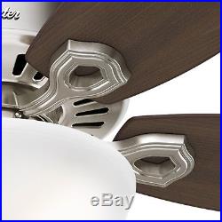 Hunter 56 in. Brushed Nickel Ceiling Fan with Cased White Bowl Light Kit