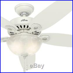 Hunter 56 inch Snow White Ceiling Fan with Bowl Light Kit & Swirled Marble Glass