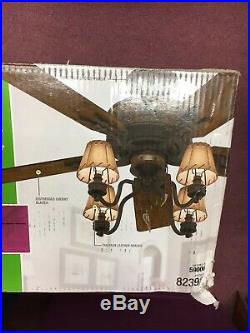 Hunter Adirondack 52-in Brittany Bronze 5-Blade Rustic Ceiling Fan WithLight kit