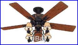 Hunter Adirondack 52-in Brittany Bronze Residential Ceiling Fan with Light Kit