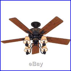 Hunter Adirondack Indoor Ceiling Fan with Light Kit 52-in Brittany Bronze Finish