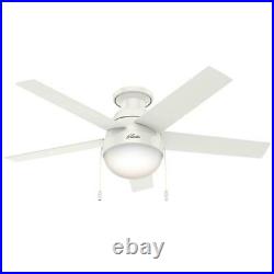 Hunter Anslee 46 Low Profile Ceiling Fan with LED Light Kit and Pull Chain, White