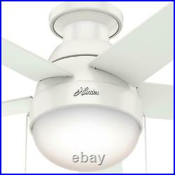 Hunter Anslee 46 Low Profile Ceiling Fan with LED Light Kit and Pull Chain, White