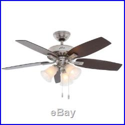 Hunter Atkinson 46 in. Indoor Brushed Nickel Ceiling Fan with Light Kit 52115