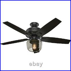 Hunter Bennett 52 Ceiling Fan with LED Light and Remote Control, Matte Black