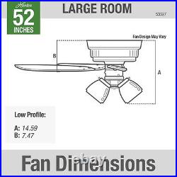 Hunter Builder Low Profile 52 Indoor Ceiling Fan with Light Kit, New Bronze