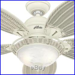 Hunter Caribbean Breeze 54 in. Indoor Textured White Ceiling Fan with Light Kit