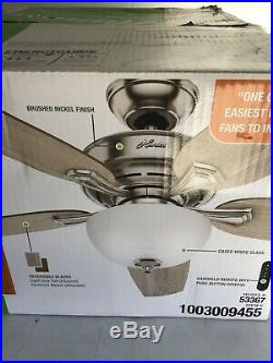 Hunter Ceiling Fan 54 Channing #53367 with Light Kit Brushed Nickel #14