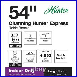 Hunter Channing 54 LED Indoor Noble Bronze Ceiling Fan with Light Kit