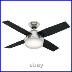Hunter Dempsey 44 Ceiling Fan with LED Light and Remote Control, Brushed Nickel