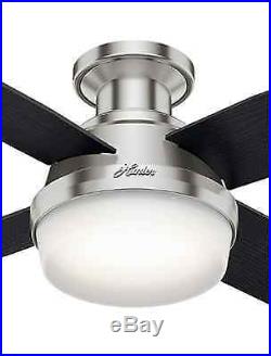 Hunter Dempsey 44-in Brushed Nickel Flush Mount Indoor Ceiling Fan with Light Kit