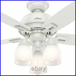 Hunter Donegan 44 Home Ceiling Fan with LED Light Kit and Pull Chains, White