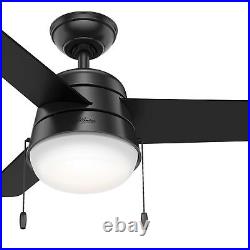 Hunter Fan 36 inch Casual Matte Black Ceiling Fan with Light Kit and Pull Chain