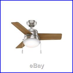 Hunter Fan 36 inch Modern Ceiling Fan in Brushed Nickel with LED Light Kit