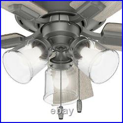 Hunter Fan 42 in Casual Matte Silver Ceiling Fan with Light kit and Pull Chain