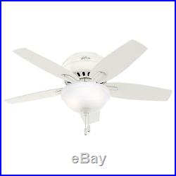 Hunter Fan 42 in. Low Profile Ceiling Fan in Fresh White with Light Kit