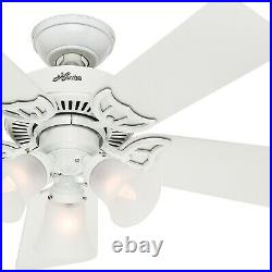 Hunter Fan 42 inch Casual White Indoor Ceiling Fan with Light Kit and Pull Chain