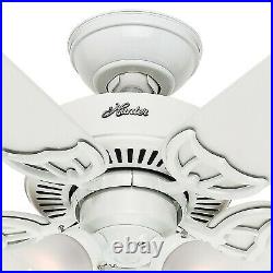 Hunter Fan 42 inch Casual White Indoor Ceiling Fan with Light Kit and Pull Chain