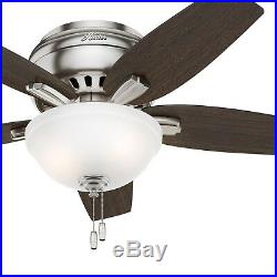 Hunter Fan 42 inch Low Profile Brushed Nickel Fan with Light Kit & Remote Control