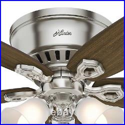 Hunter Fan 42 inch Low Profile Brushed Nickel Indoor Ceiling Fan w LED Light Kit