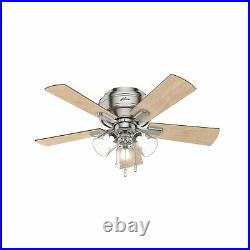 Hunter Fan 42 inch Low Profile Brushed Nickel Indoor Ceiling Fan with Light Kit