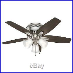 Hunter Fan 42 inch Low Profile Brushed Nickel Indoor Ceiling Fan withLED Light Kit