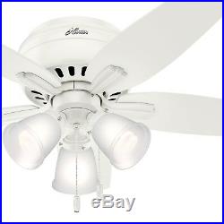 Hunter Fan 42 inch Low Profile Fresh White Indoor Ceiling Fan with Light Kit