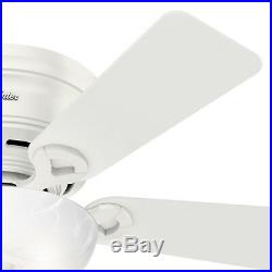 Hunter Fan 42 inch Low Profile Fresh White Indoor Ceiling Fan withBowl Light Kit