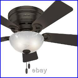 Hunter Fan 42 inch Low Profile Premier Bronze Indoor Ceiling Fan with Light Kit