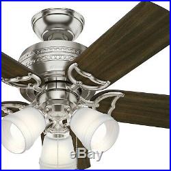 Hunter Fan 42 inch Traditional Brushed Nickel Indoor Ceiling Fan withLED Light Kit