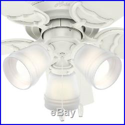 Hunter Fan 42 inch Traditional Fresh White Ceiling Fan with Light Kit
