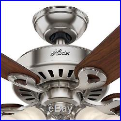 Hunter Fan 44 in Brushed Nickel Ceiling Fan with Glass Light Kit & Remote Control