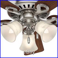 Hunter Fan 44 in Brushed Nickel Ceiling Fan with Glass Light Kit & Remote Control