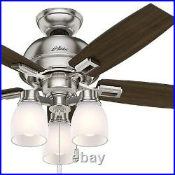 Hunter Fan 44 in Brushed Nickel Indoor Ceiling Fan with Light Kit and Pull Chain