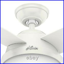 Hunter Fan 44 in Contemporary Fresh White Ceiling Fan with Light Kit and Remote