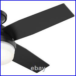 Hunter Fan 44 in Low Profile Matte Black Ceiling Fan with Light kit and Remote