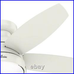 Hunter Fan 44 inch Casual Fresh White Ceiling Fan with Light Kit and Pull Chain