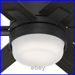 Hunter Fan 44 inch Contemporary Matte Black Ceiling Fan with Light Kit, 6 Blades